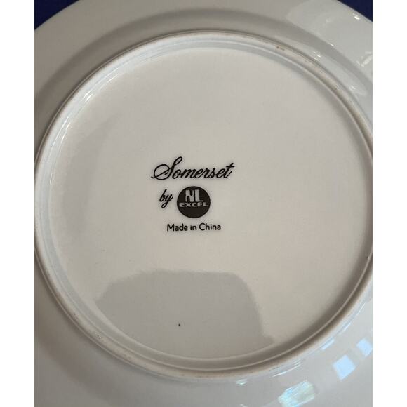 3 Somerset Bread Plates by Excel Blue Flower Band Blue Ribbons Platinum Trim - Picture 4 of 4